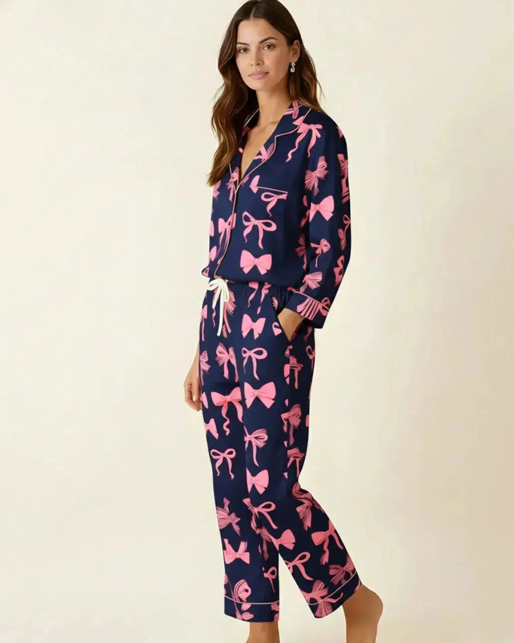 Buttery Soft Bow Print Pajama Set OMFORT