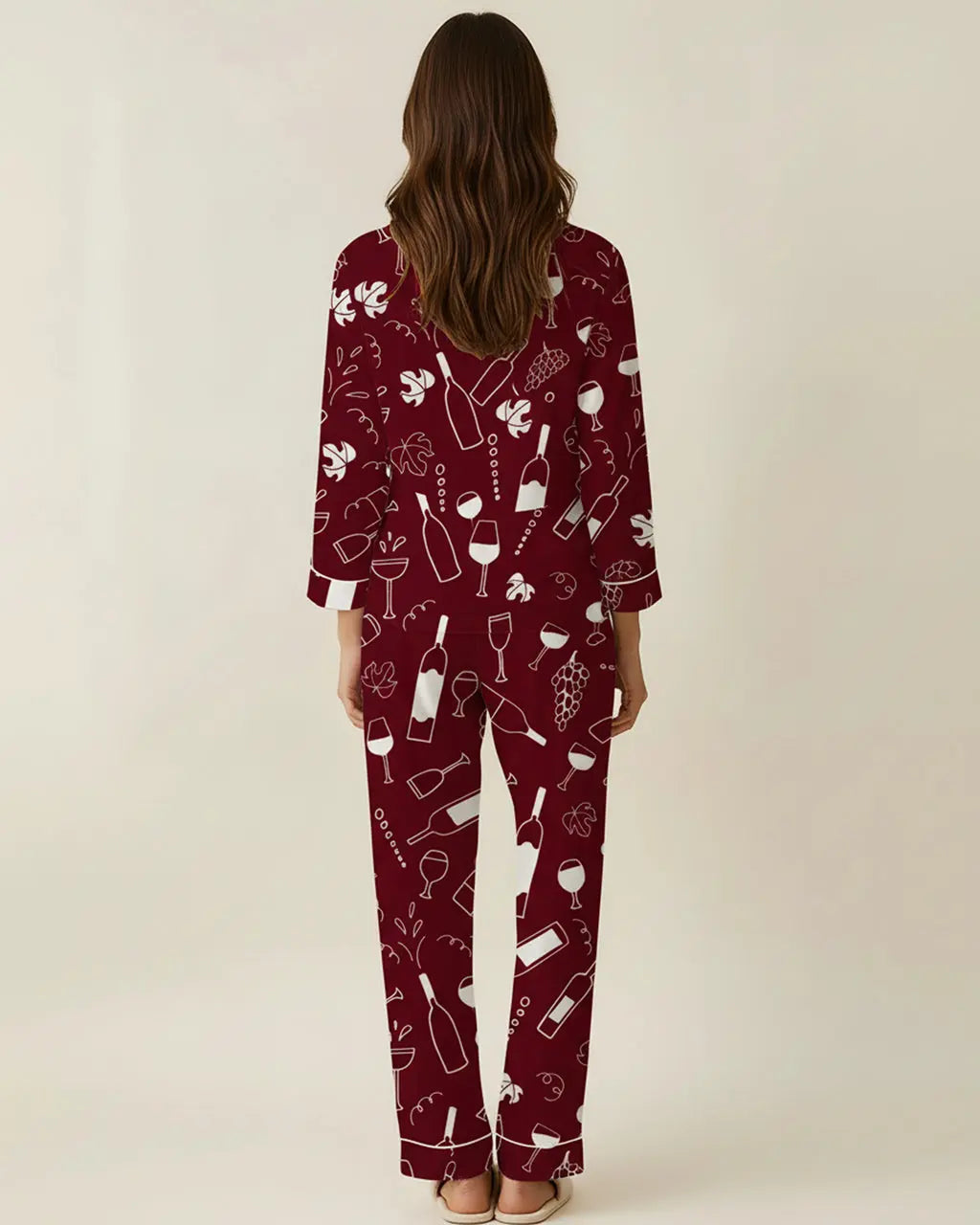 Wine Cocktails Print Pajama Set OMFORT
