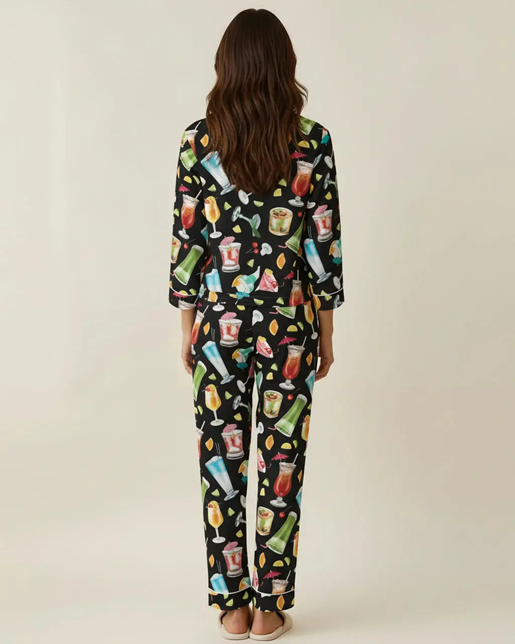 Holiday Cocktails Print Pajama Set OMFORT