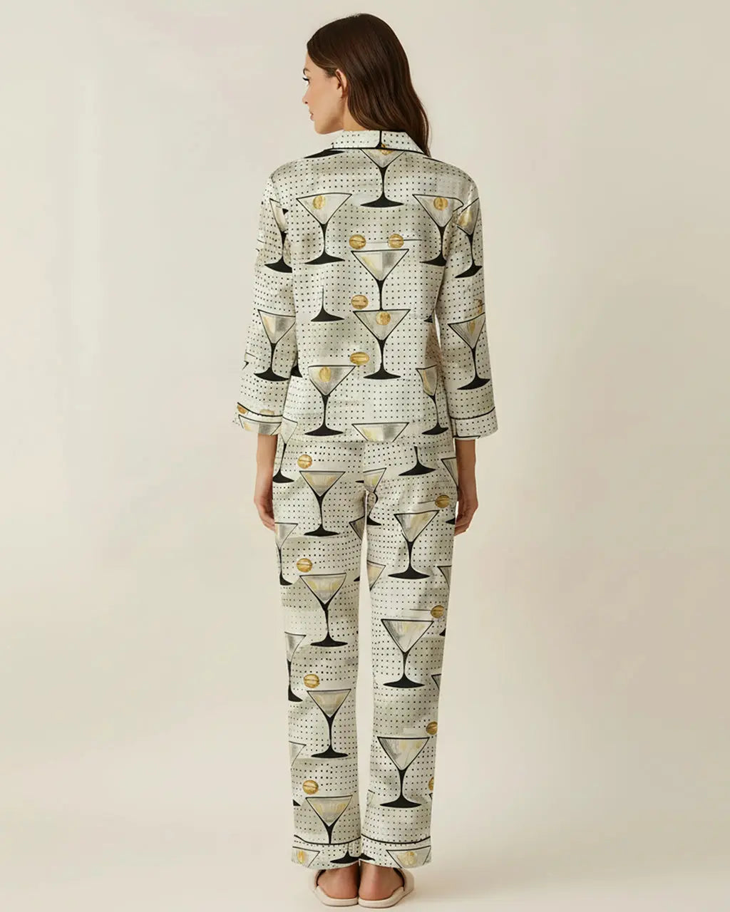 Olive Martini Drinking Pattern Pajama Set OMFORT