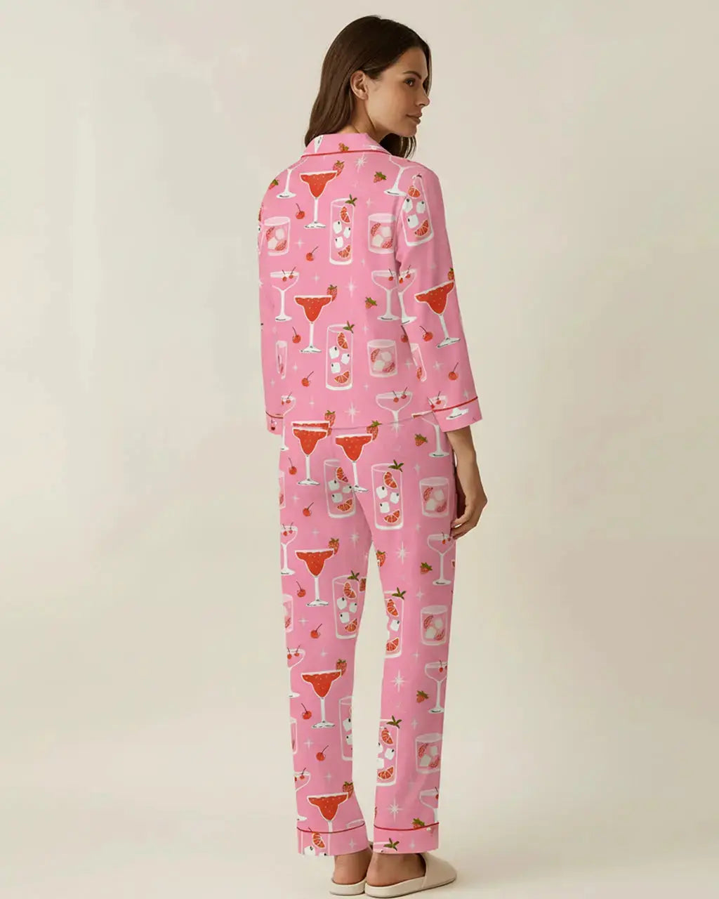 Cocktail Cherry Print Pajama Set OMFORT