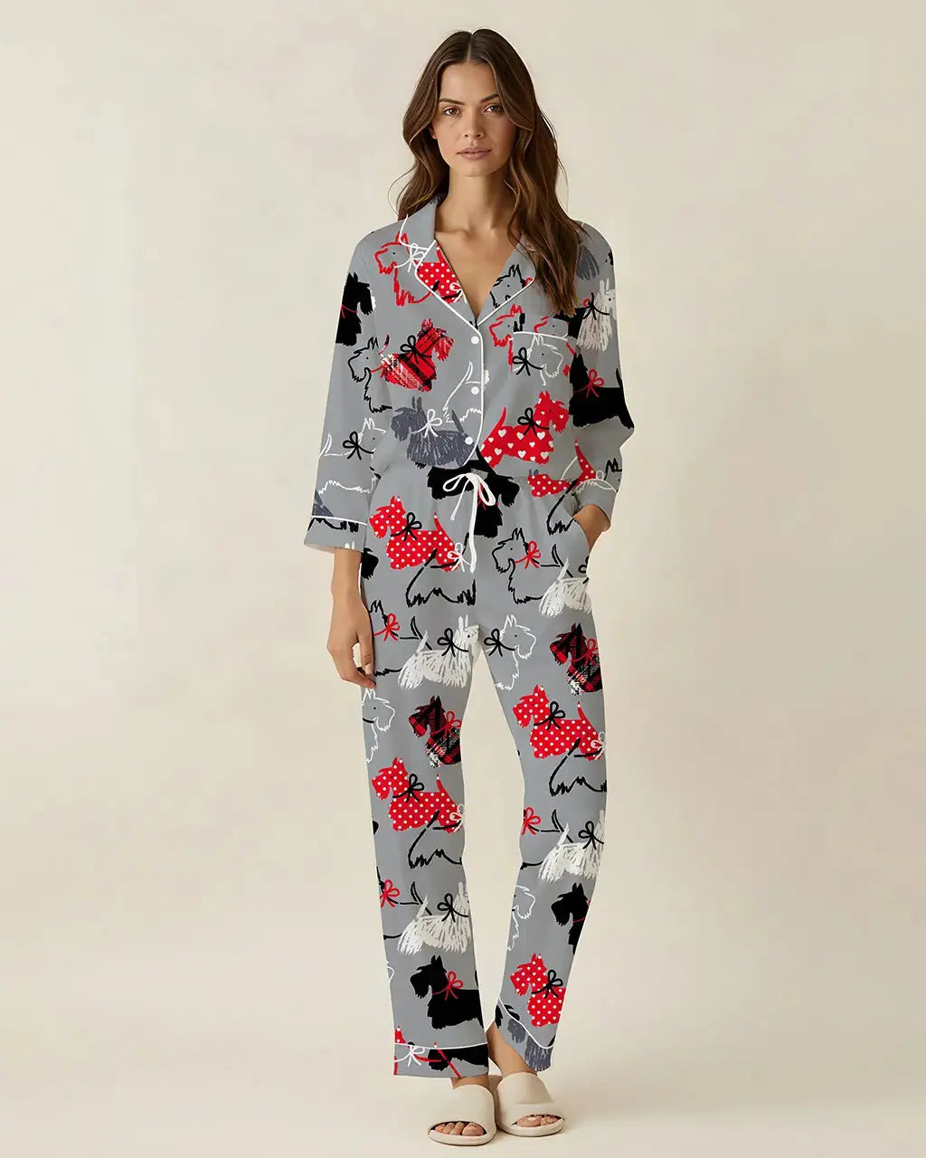 Scottie Dog Pattern Pajama Set OMFORT
