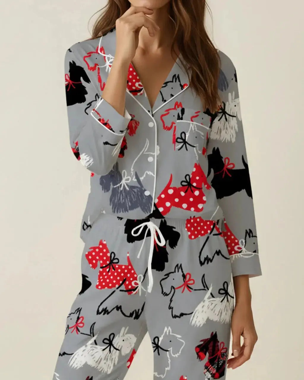 Scottie Dog Pattern Pajama Set OMFORT
