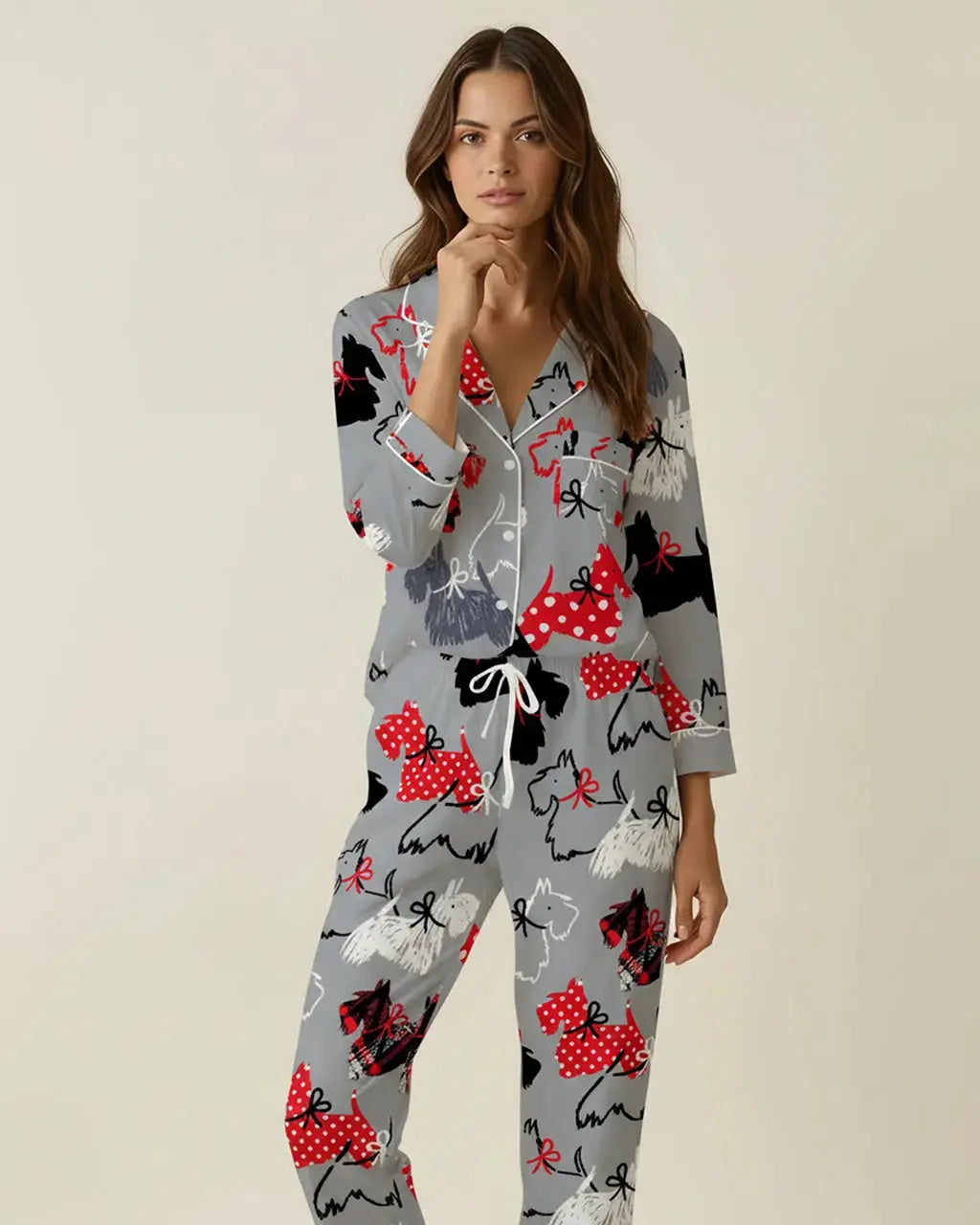 Scottie Dog Pattern Pajama Set OMFORT