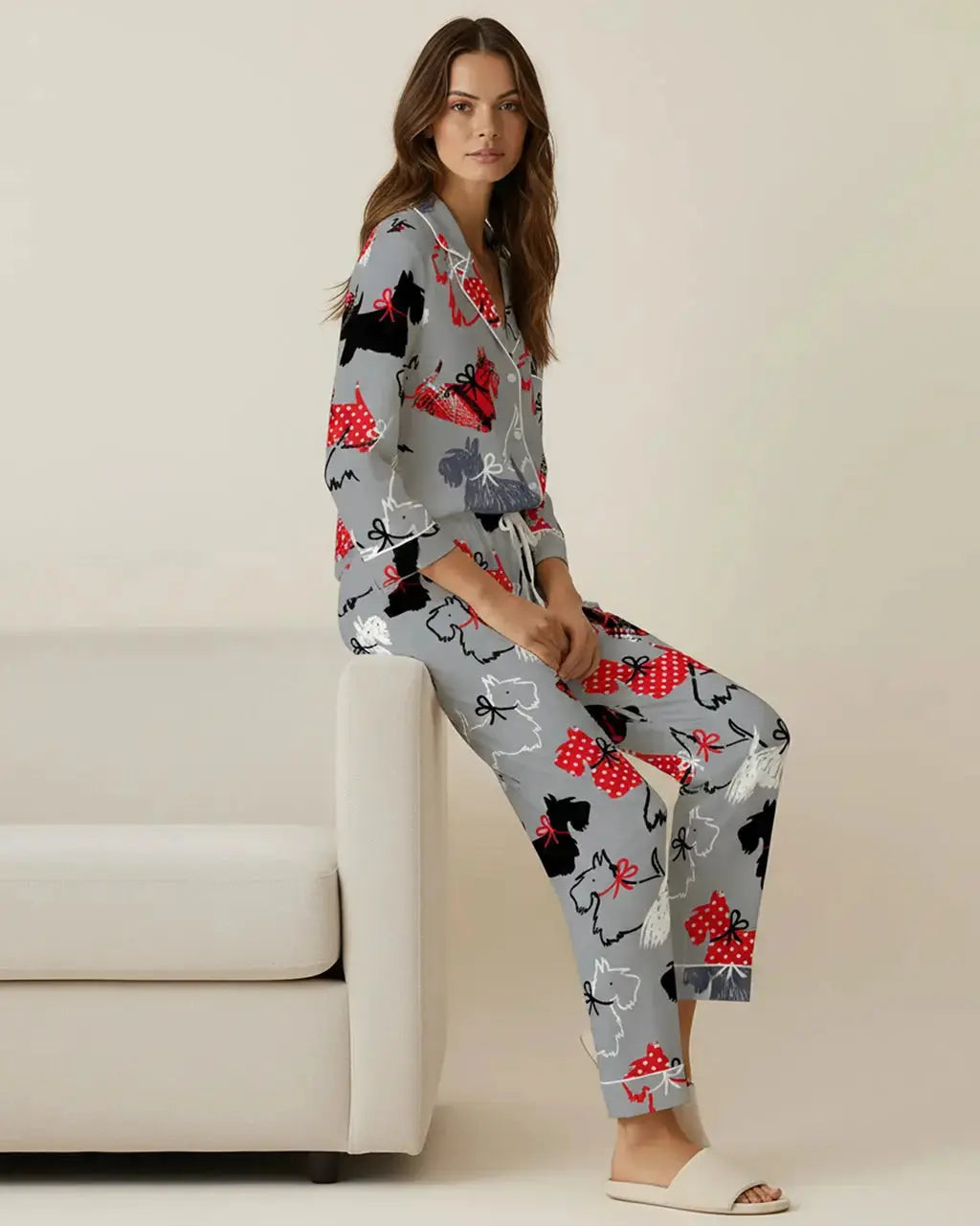 Scottie Dog Pattern Pajama Set OMFORT