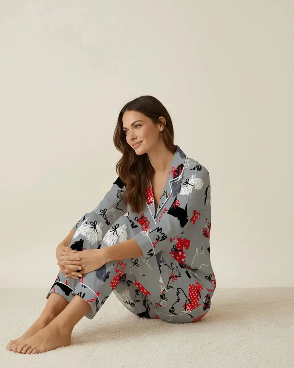 Scottie Dog Pattern Pajama Set OMFORT