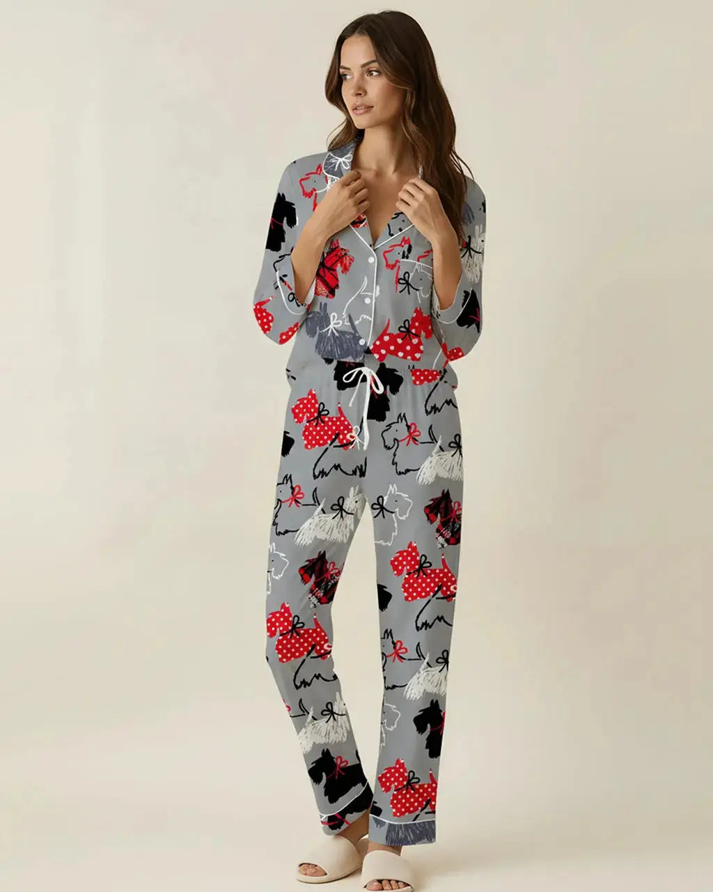 Scottie Dog Pattern Pajama Set OMFORT