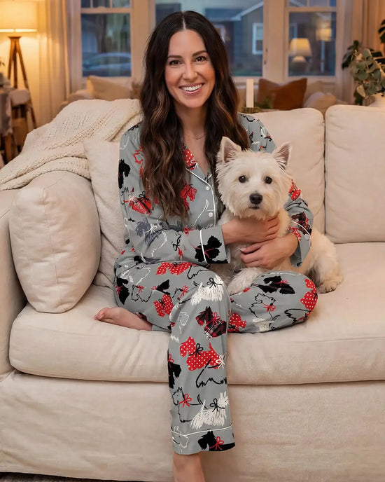 Scottie Dog Pattern Pajama Set - OMFORT