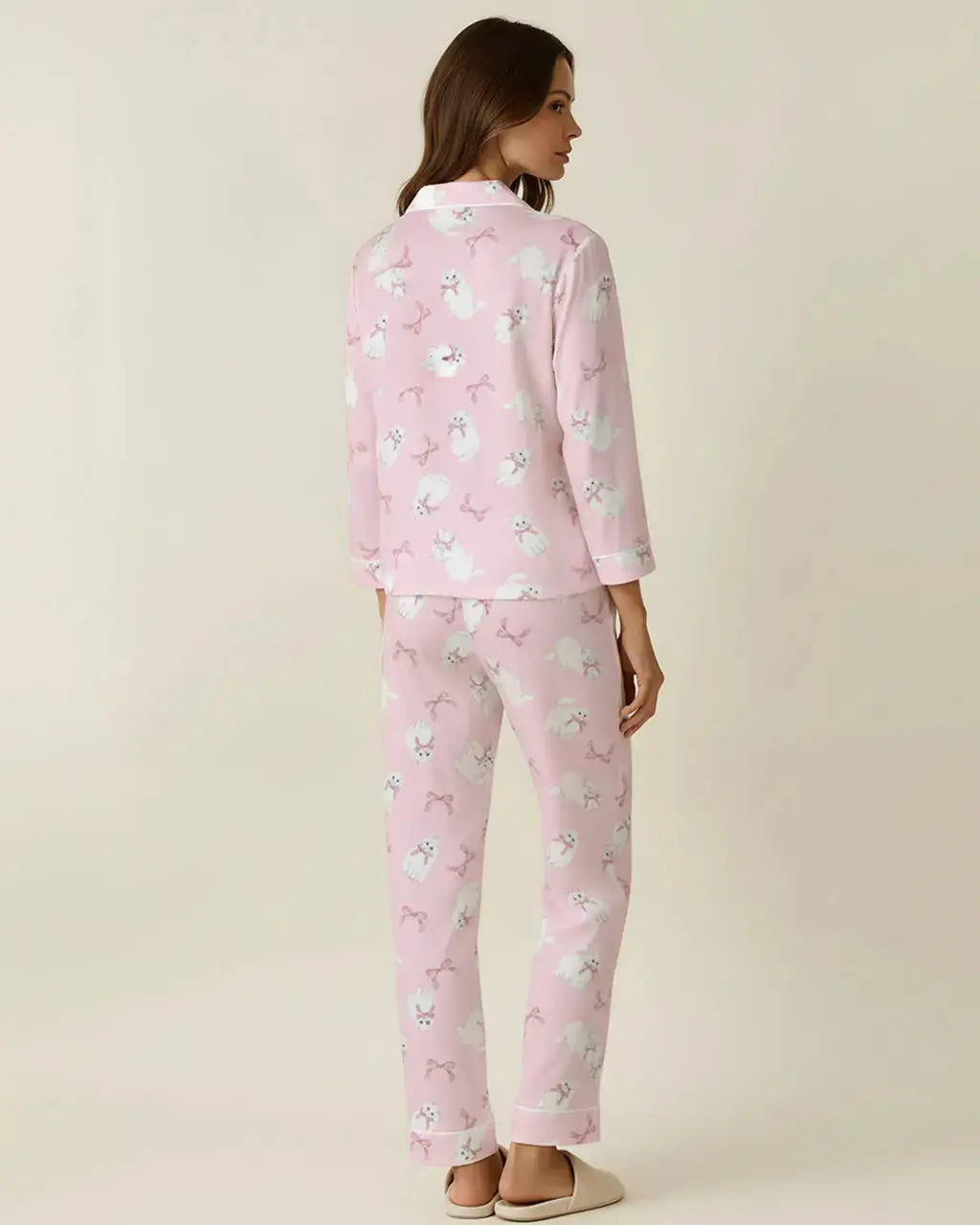Bow-Tie Cat Print Pajama Set OMFORT