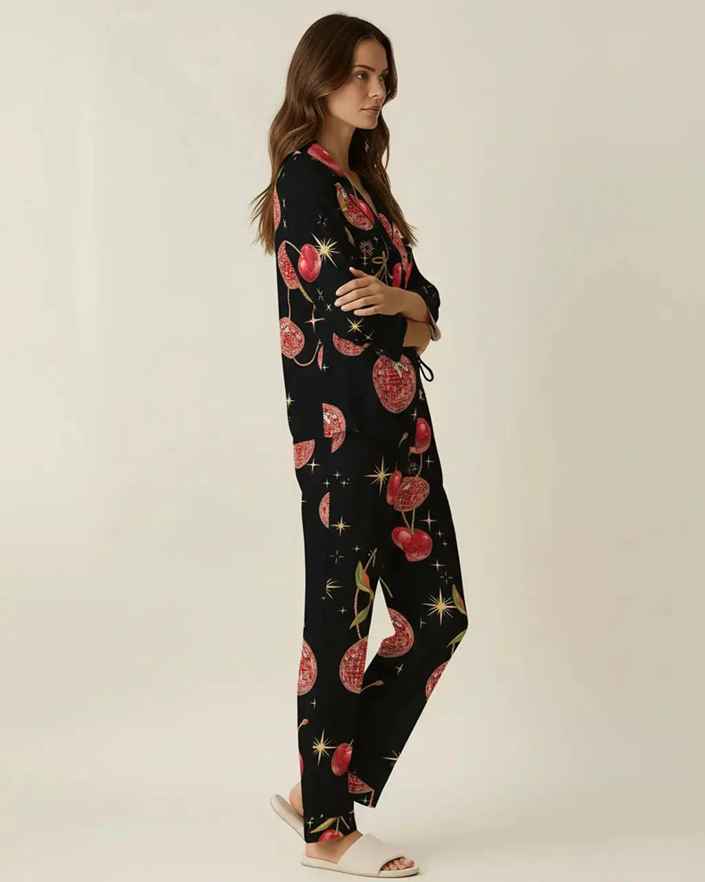 Vintage Cherry Pattern Pajama Set OMFORT