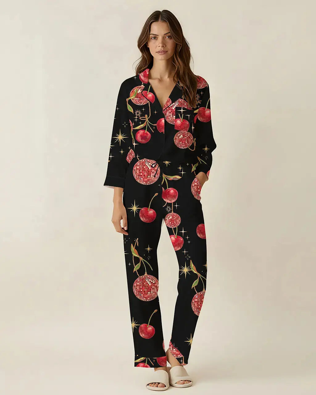 Vintage Cherry Pattern Pajama Set OMFORT