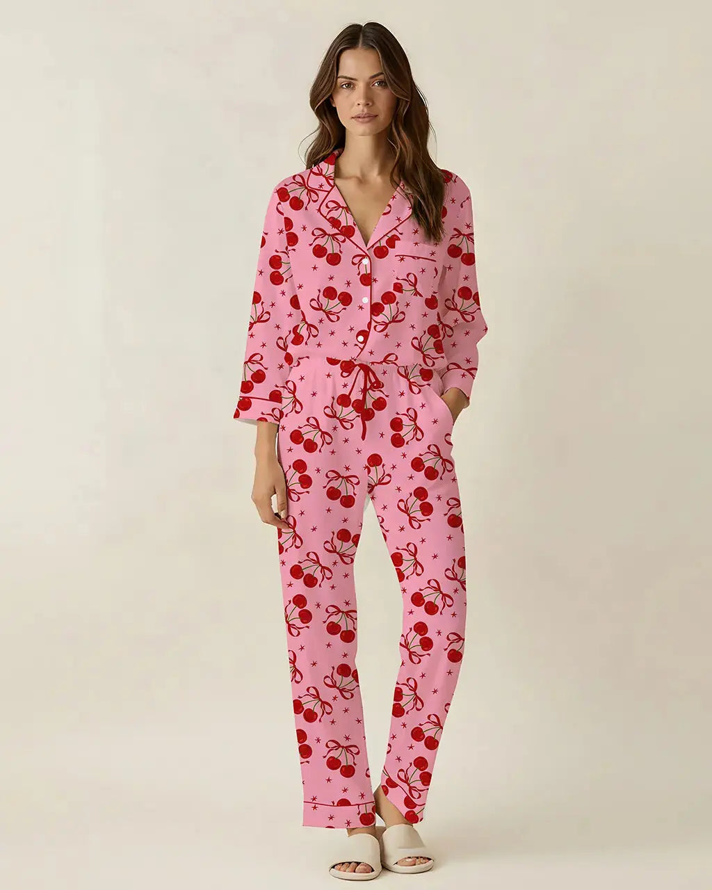 Cherry Bow Pattern Pajama Set OMFORT