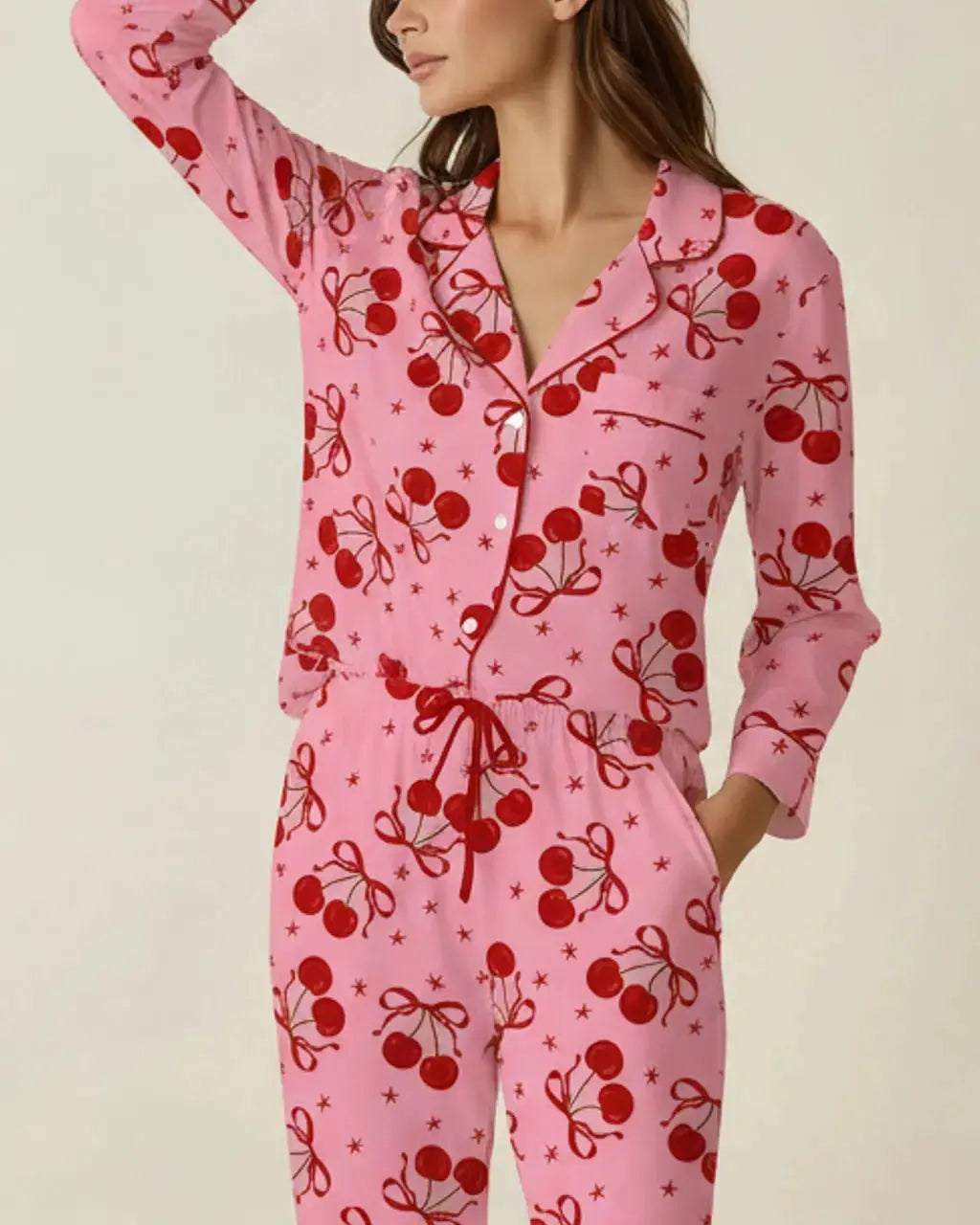 Cherry Bow Pattern Pajama Set OMFORT