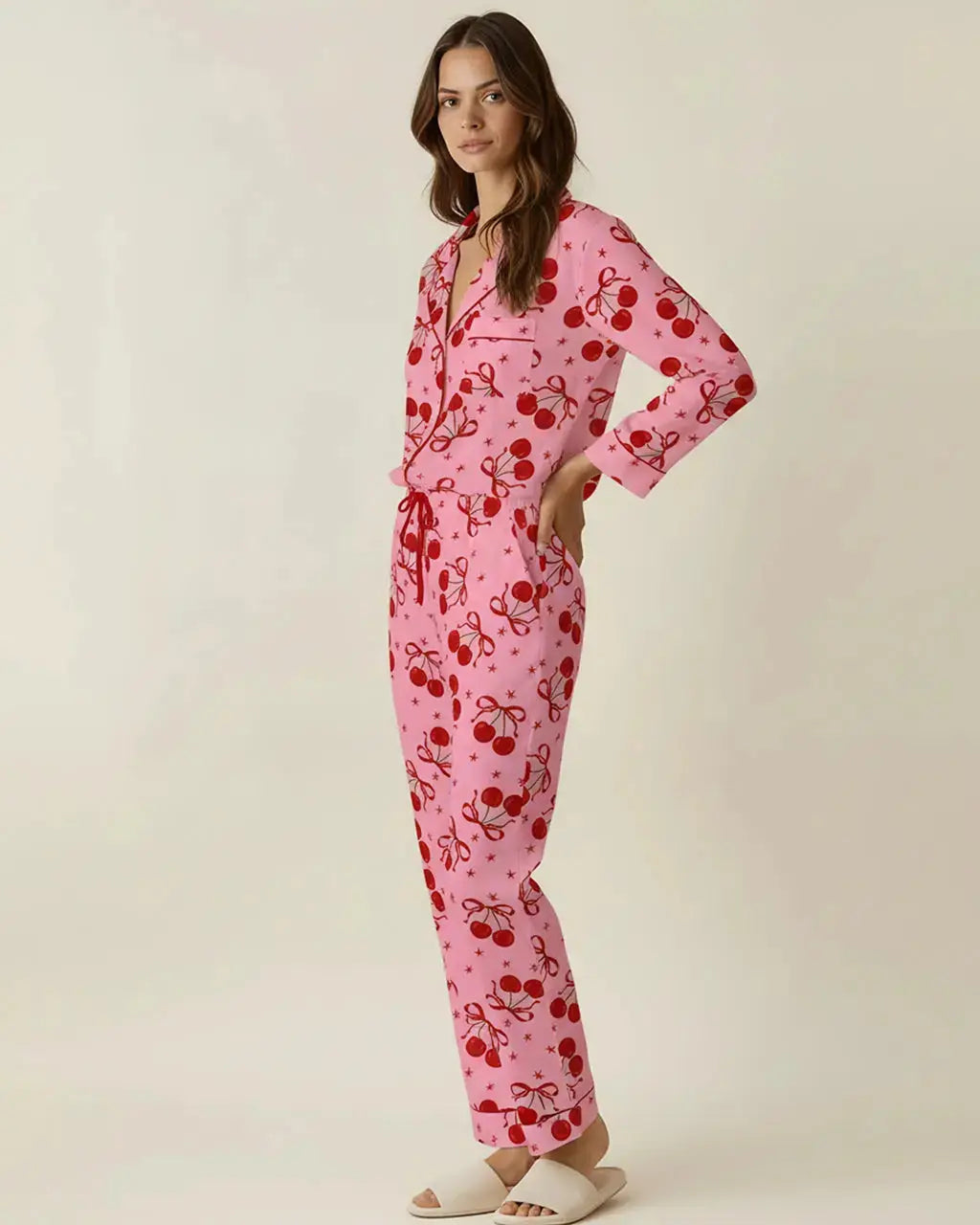 Cherry Bow Pattern Pajama Set OMFORT