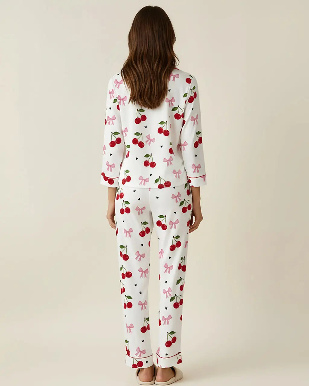 Cozy Cherry Pattern Pajama Set OMFORT