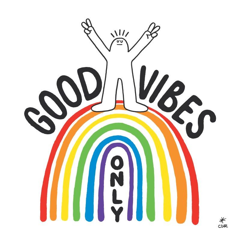 "Good Vibes Only" Rainbow Print Nightdress OMFORT