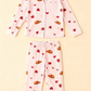 Strawberry Croissant Print Pink Pajama Set OMFORT