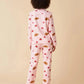 Strawberry Croissant Print Pink Pajama Set OMFORT