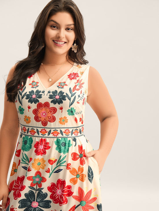 Floral Drama Cinched-Waist Maxi Dress OMFORT