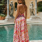 Pink Cut Out Floral Print Chiffon Slim Fit Maxi Dress SOLACE