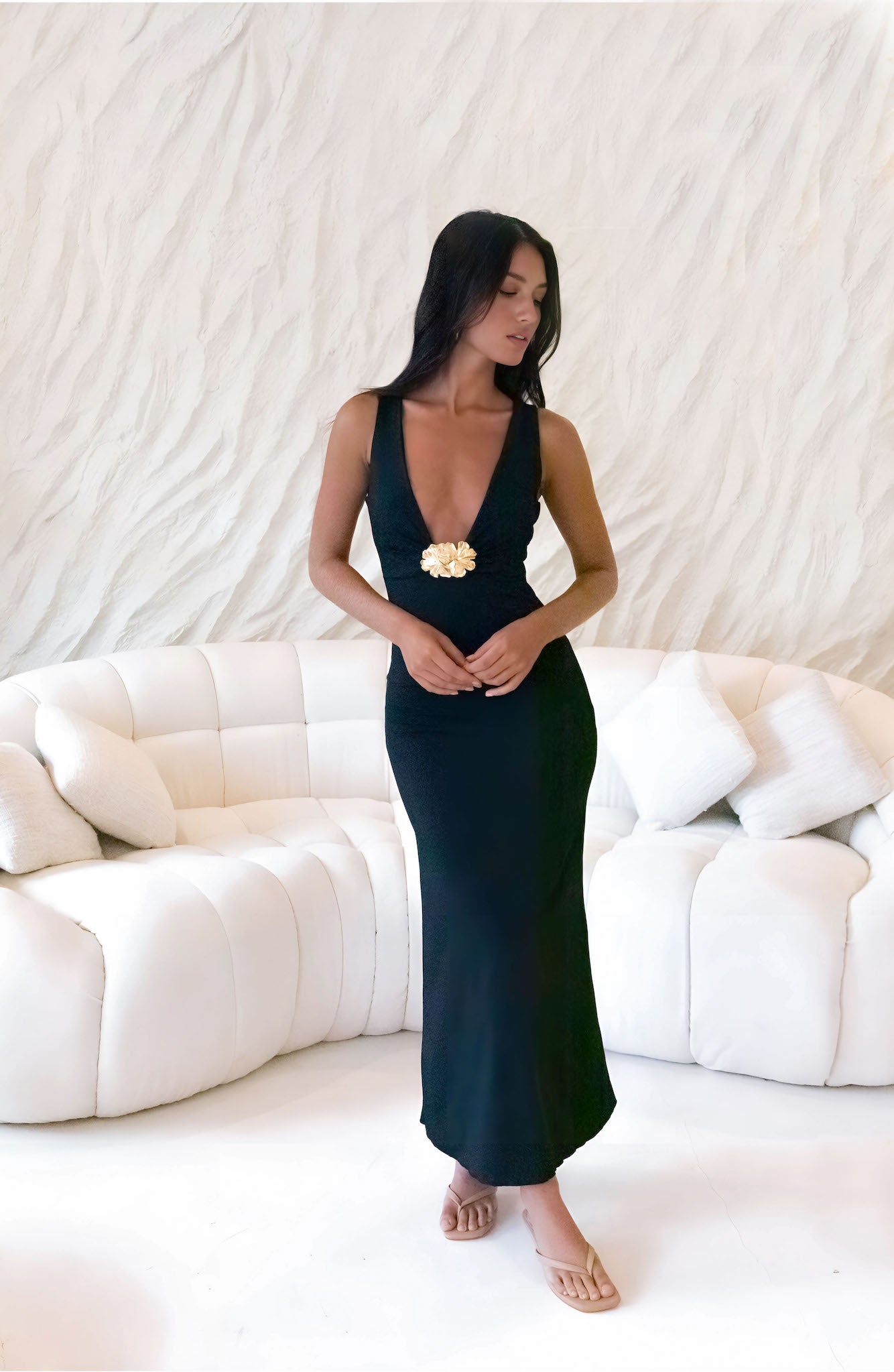 Coastal Caprice Maxi Dress Black OMFORT