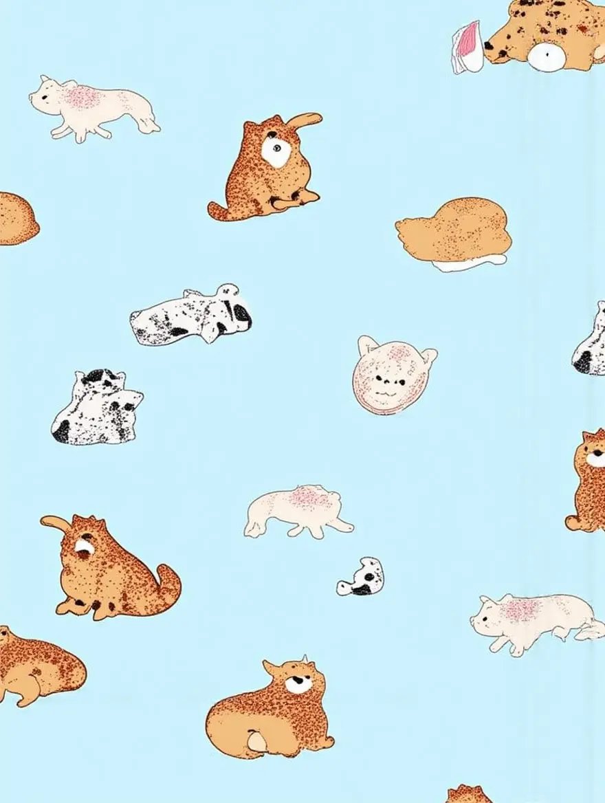 Fresh Light Blue Cat Print Pajama Set OMFORT