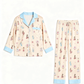 Doll Print Blue Trim Pajama Set OMFORT