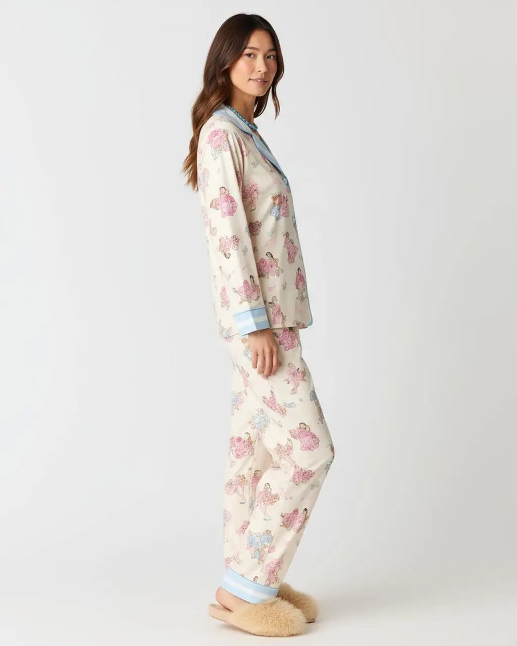 Retro Dancer Print Lapel Pajama Set OMFORT
