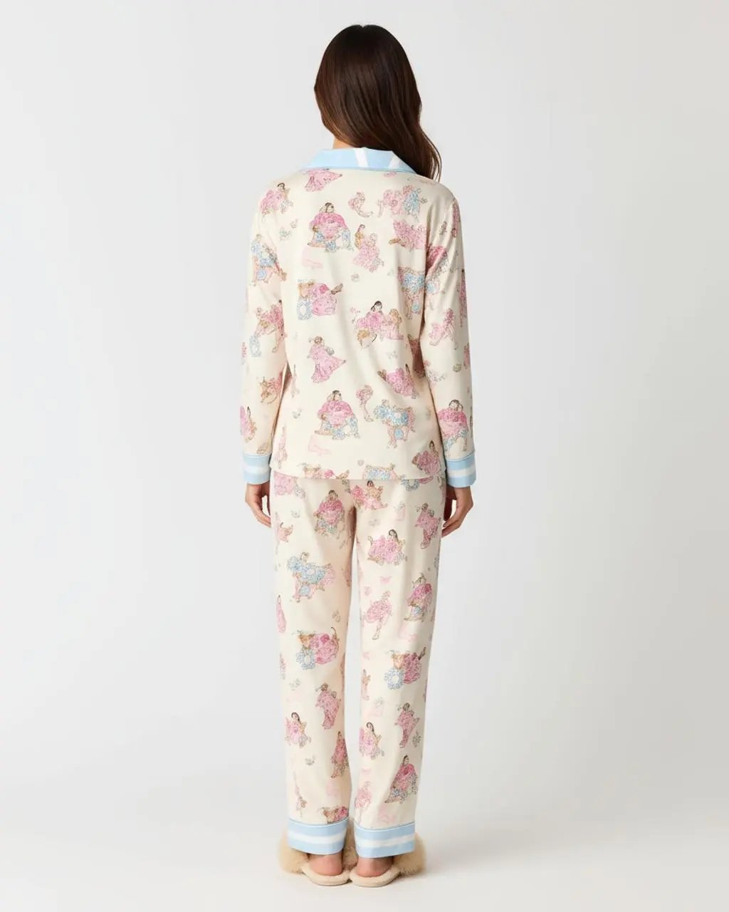 Retro Dancer Print Lapel Pajama Set OMFORT