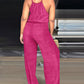 Spaghetti Strap Drawstring Tied Waist Jumpsuit Casual Overalls OMFORT