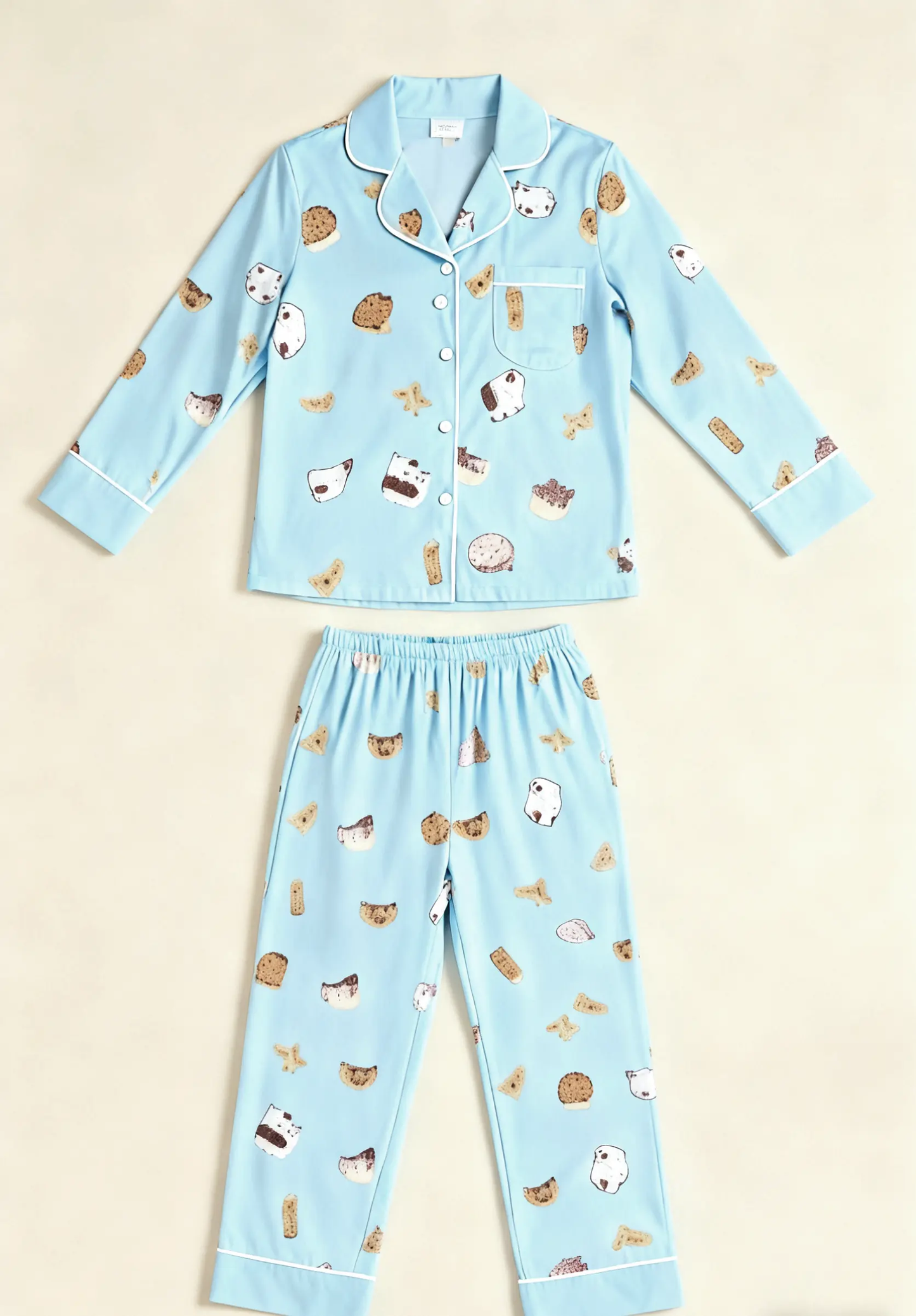 Blue Sweet Print Loose Lapel Pajama Set OMFORT