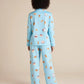 Blue Sweet Print Loose Lapel Pajama Set OMFORT
