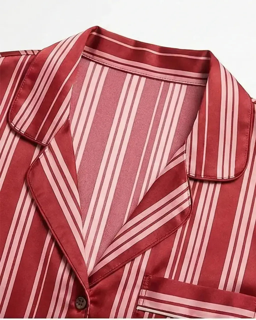 Long Sleeve Satin Three Stripes Pajama Set OMFORT