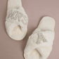 MRS & Initial Pearl Fuzzy Bridal Slippers OMFORT