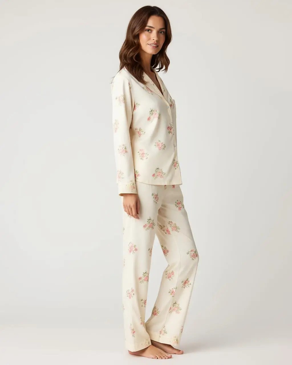 Retro Floral Collar Two-Piece Pajamas Set OMFORT