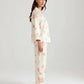 Elegant Pink Rose Print Lapel Pajama Set OMFORT