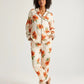 Retro Floral Pattern Contrast Collar Pajama Set OMFORT