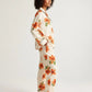Retro Floral Pattern Contrast Collar Pajama Set OMFORT