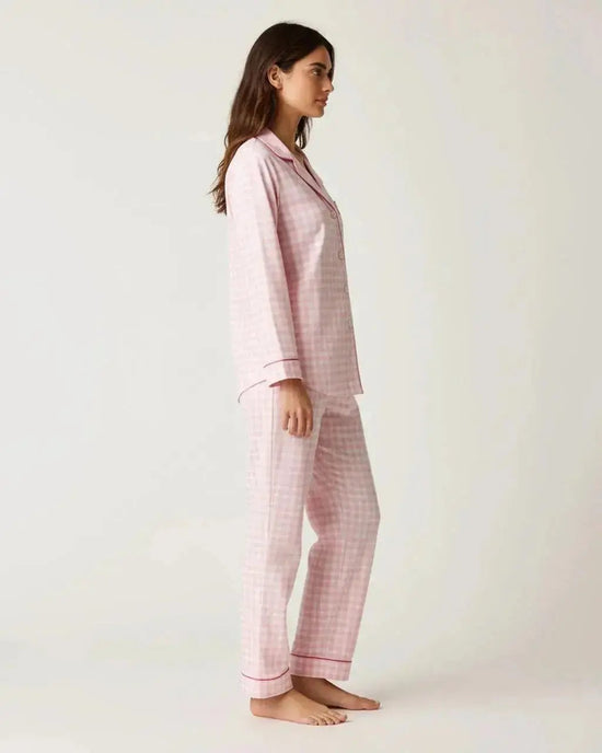 Pink Plaid Long-Sleeve Pajama Set OMFORT