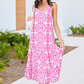 Colette Pink Lace Print Maxi Dress OMFORT