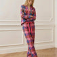 Rainbow Plaid Print Pajama Set OMFORT