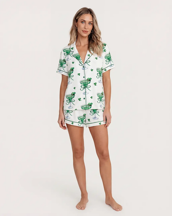 Patrick's Day Martini Short Pajama Set - OMFORT
