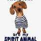 Dachshund Spirit Animal Print Lettuce Trim Nightdress OMFORT
