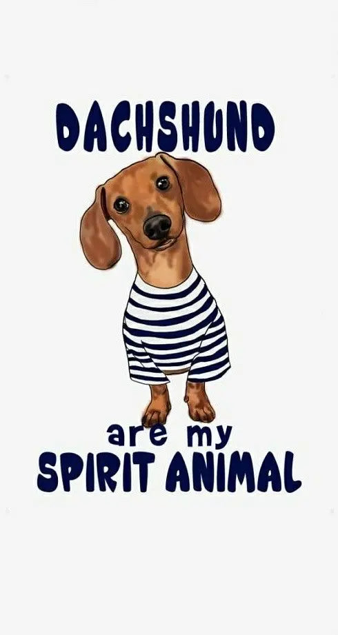 Dachshund Spirit Animal Print Lettuce Trim Nightdress OMFORT