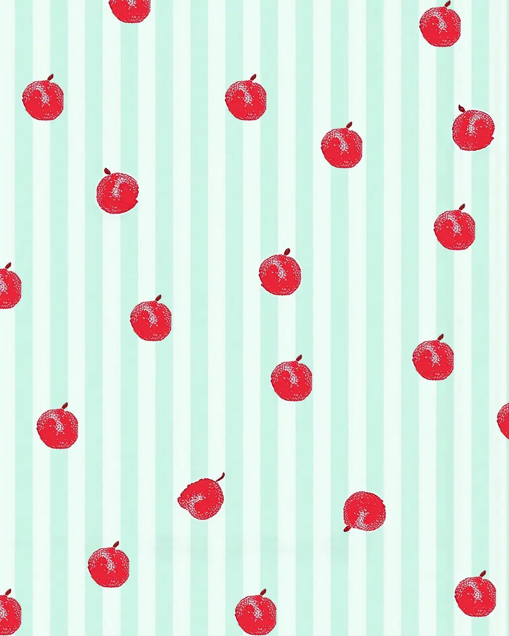 Mint Green Cherry Print Stripe Lapel Pajama Set OMFORT