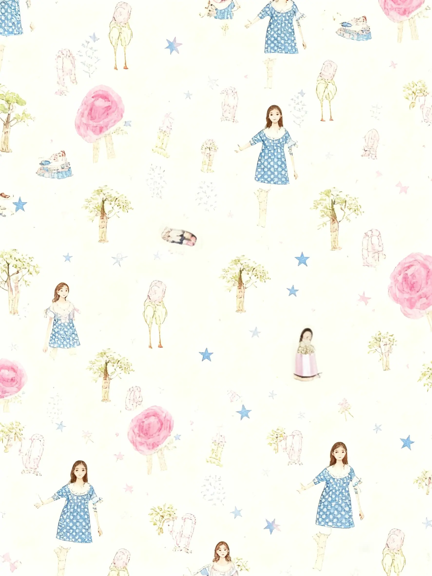 Vintage Doll Print Lapel Pajama Set OMFORT