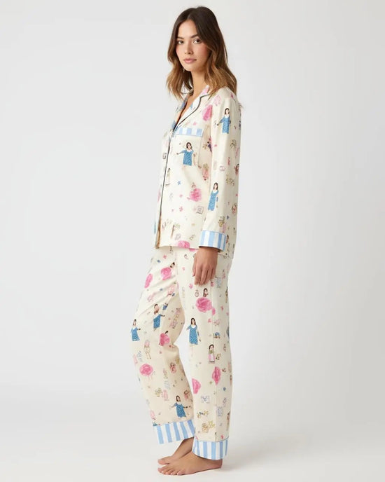 Vintage Doll Print Lapel Pajama Set OMFORT