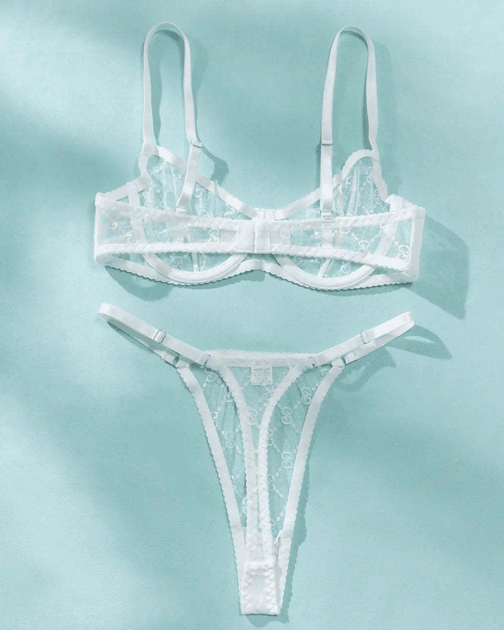 Elegant Diamond Pattern Mesh 2Pcs Lingerie Set OMFORT