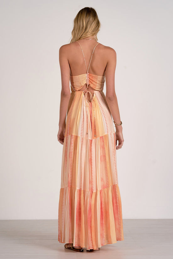 Deep V Neck Stripe Maxi OMFORT