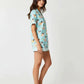 Cute Puppy Print Light Blue Pajama Set OMFORT